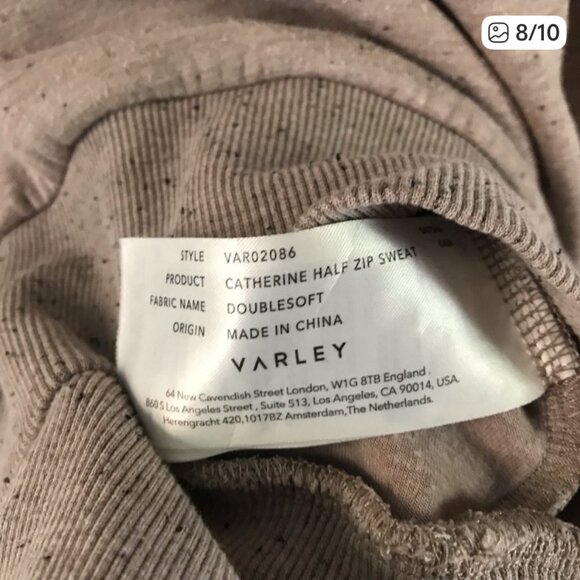 Varley Catherine DoubleSoft Half Zip Sweater | Taupe Marl Fleck | Size XL - Picture 3 of 7